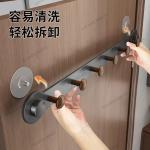 KOLEE Punch-Free Adhesive Wall Hooks, Vintage-Style Row Hooks, Gunmetal Grey, Set of 4