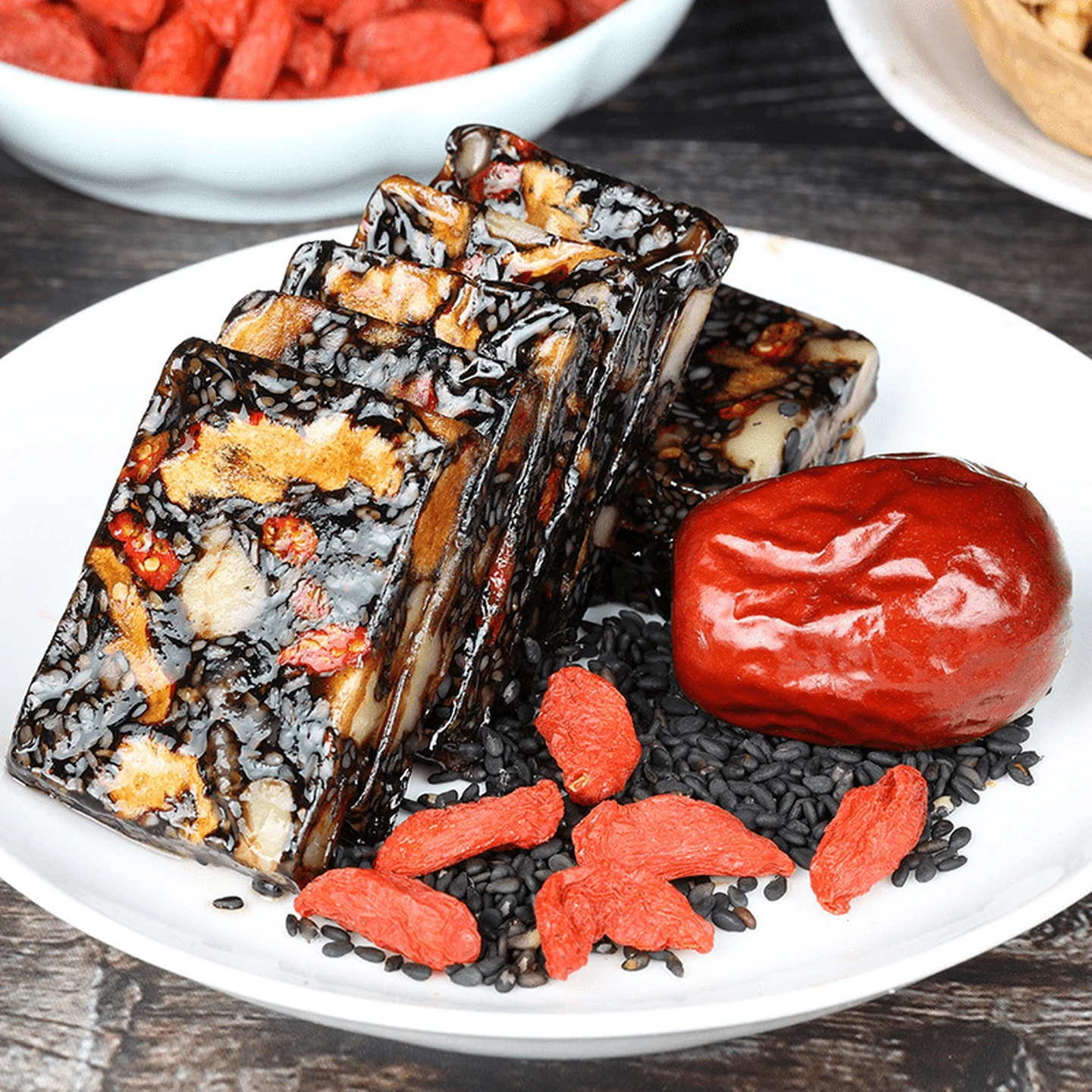 TAISHAN Ready-to-Eat Donkey-Hide Gelatin Cake with Black Sesame, Walnut & Goji, Dong'e Origin, 3×500g