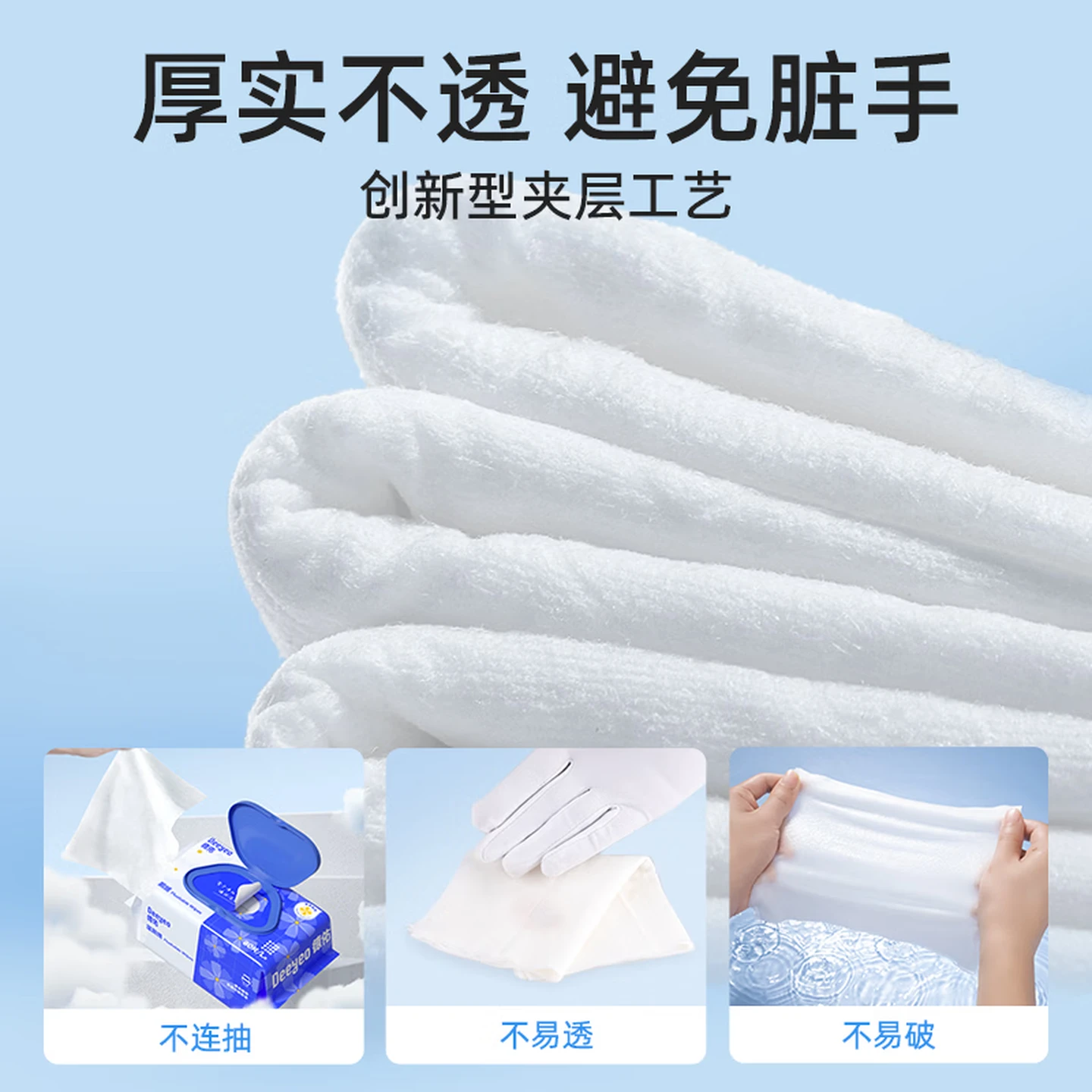 Deyou Flushable Wet Toilet Wipes, Family Pack, 80 Sheets × 6 Packs