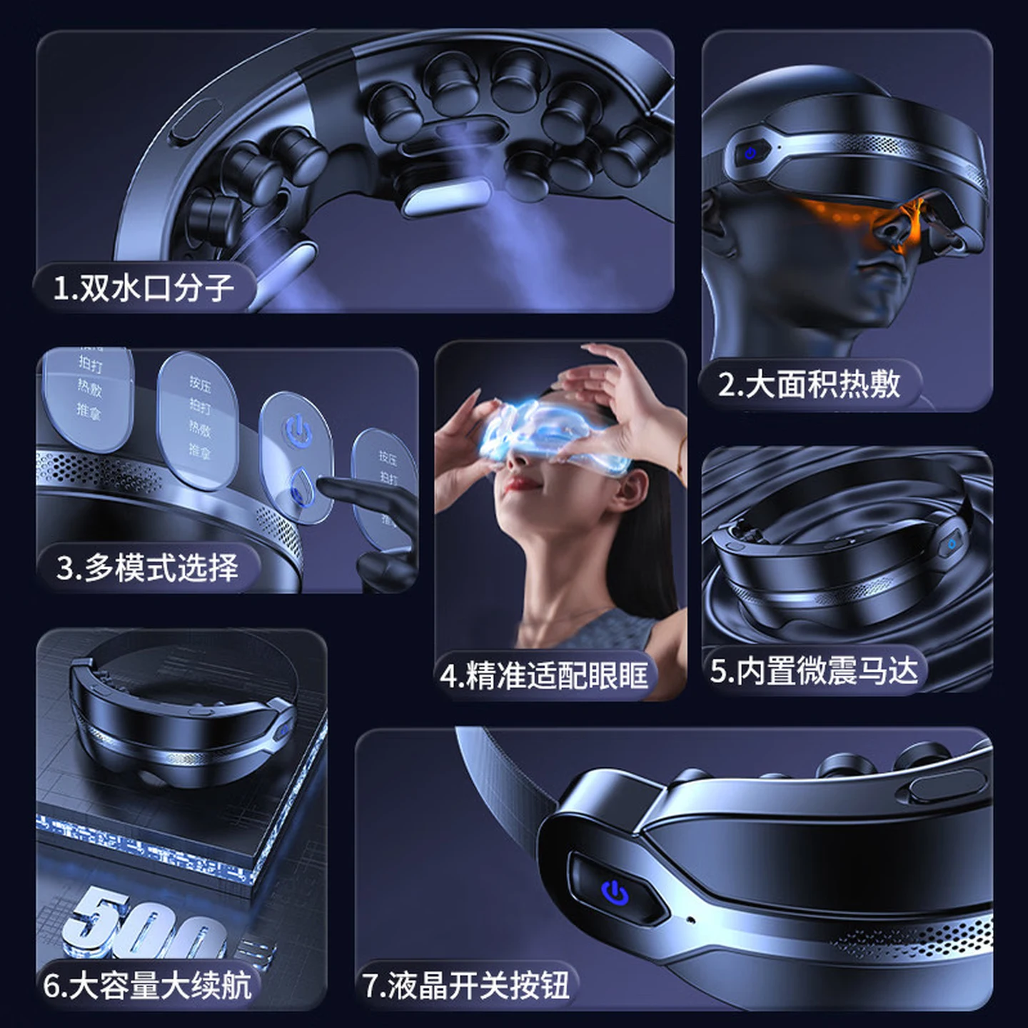 ANTIPEMA Pro Eye Massager with Nano Steam Heat and Acupoint Massage, Silver Grey