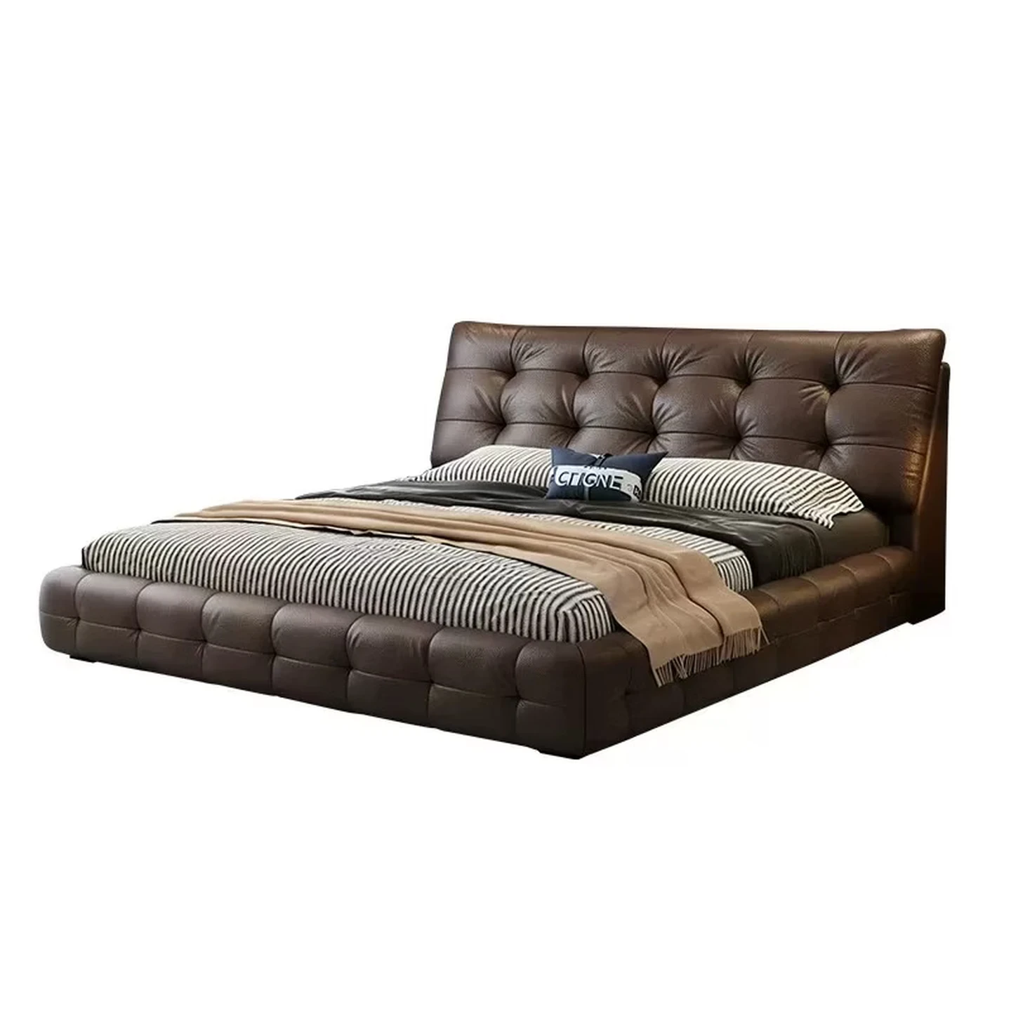 Huiliqi Nappa Leather Bed, Italian Light-Luxury Style, Built-in Storage, Flagship Edition with 1 Cabinet, 1.8×2m