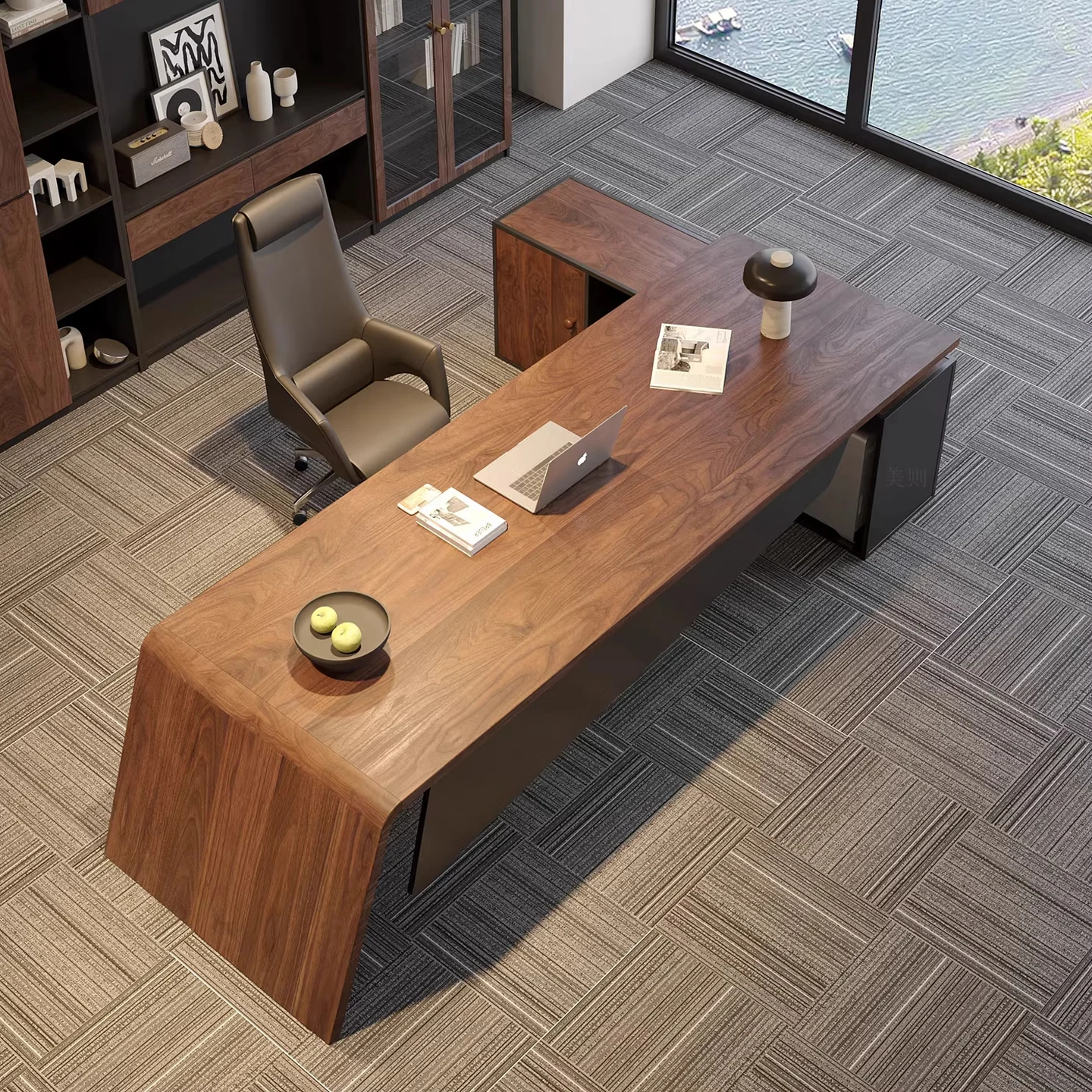 Meize Solid Black Walnut Executive Desk, Premium Office Furniture, 2.2m Length, Custom Sizes Available