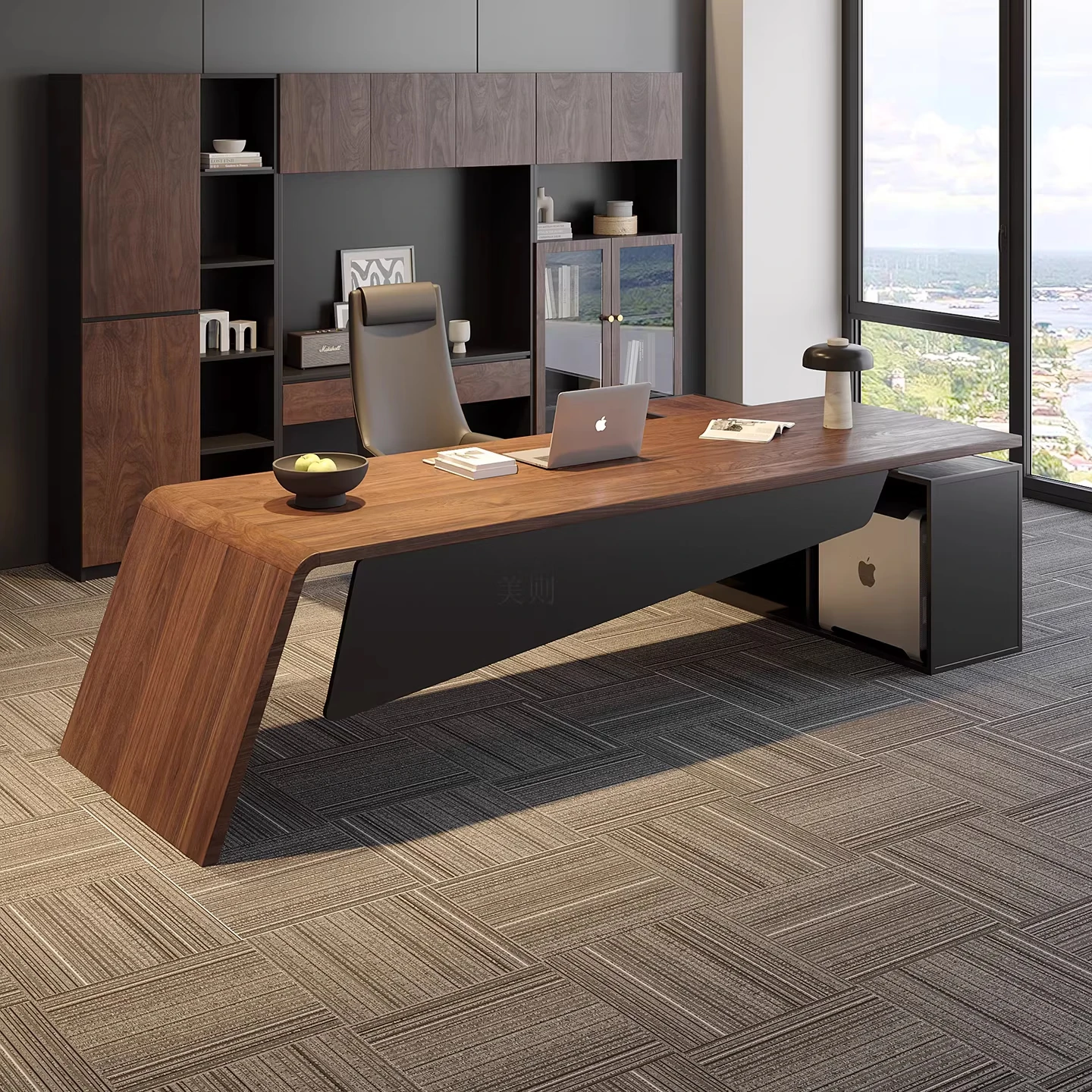 Meize Solid Black Walnut Executive Desk, Premium Office Furniture, 2.2m Length, Custom Sizes Available