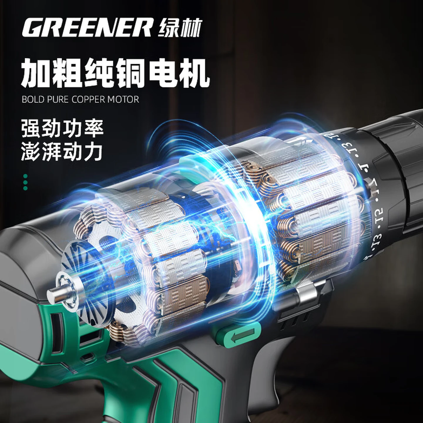 GREENER 42-Piece Home Tool Kit with 21V Impact Drill, Multi-Function Electrician & Woodworking Set