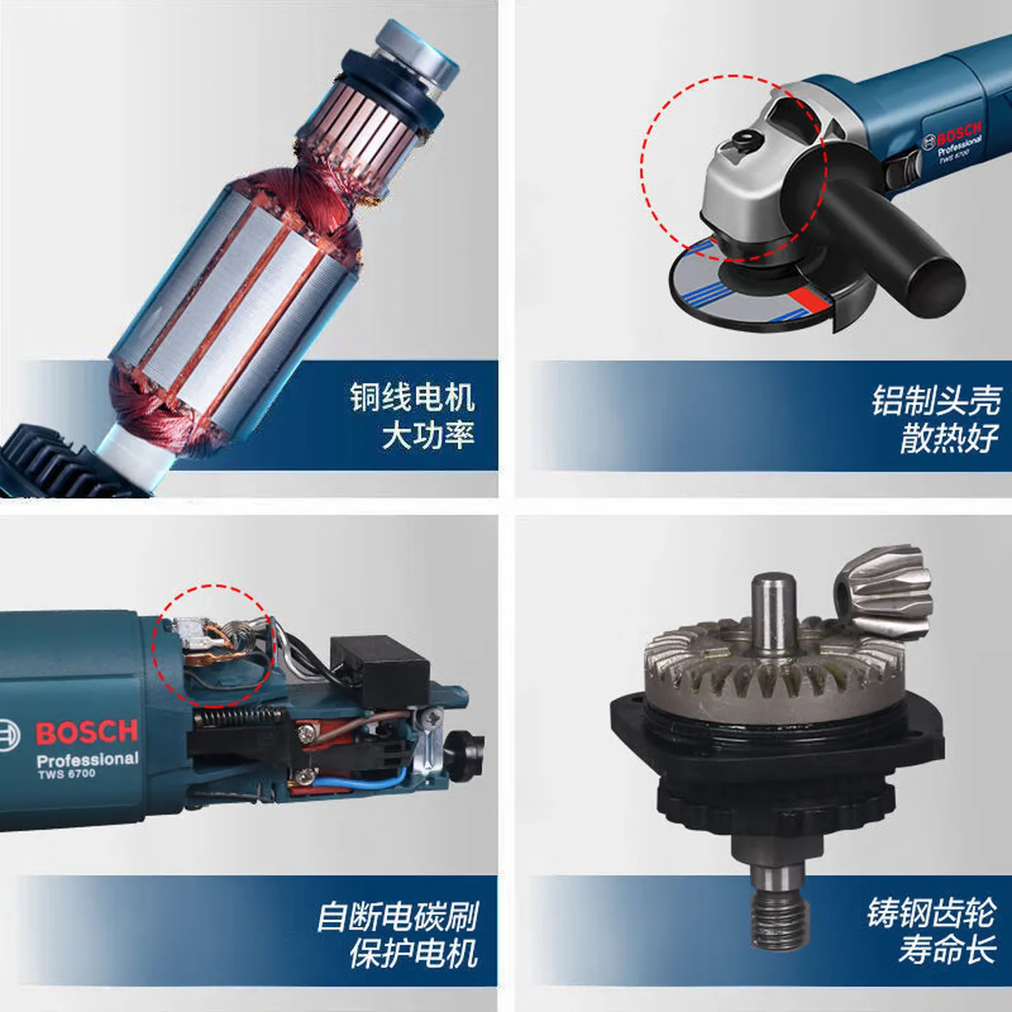 Bosch GWS700 800W Angle Grinder, Multi-Function Grinding and Cutting Tool, Standard Kit