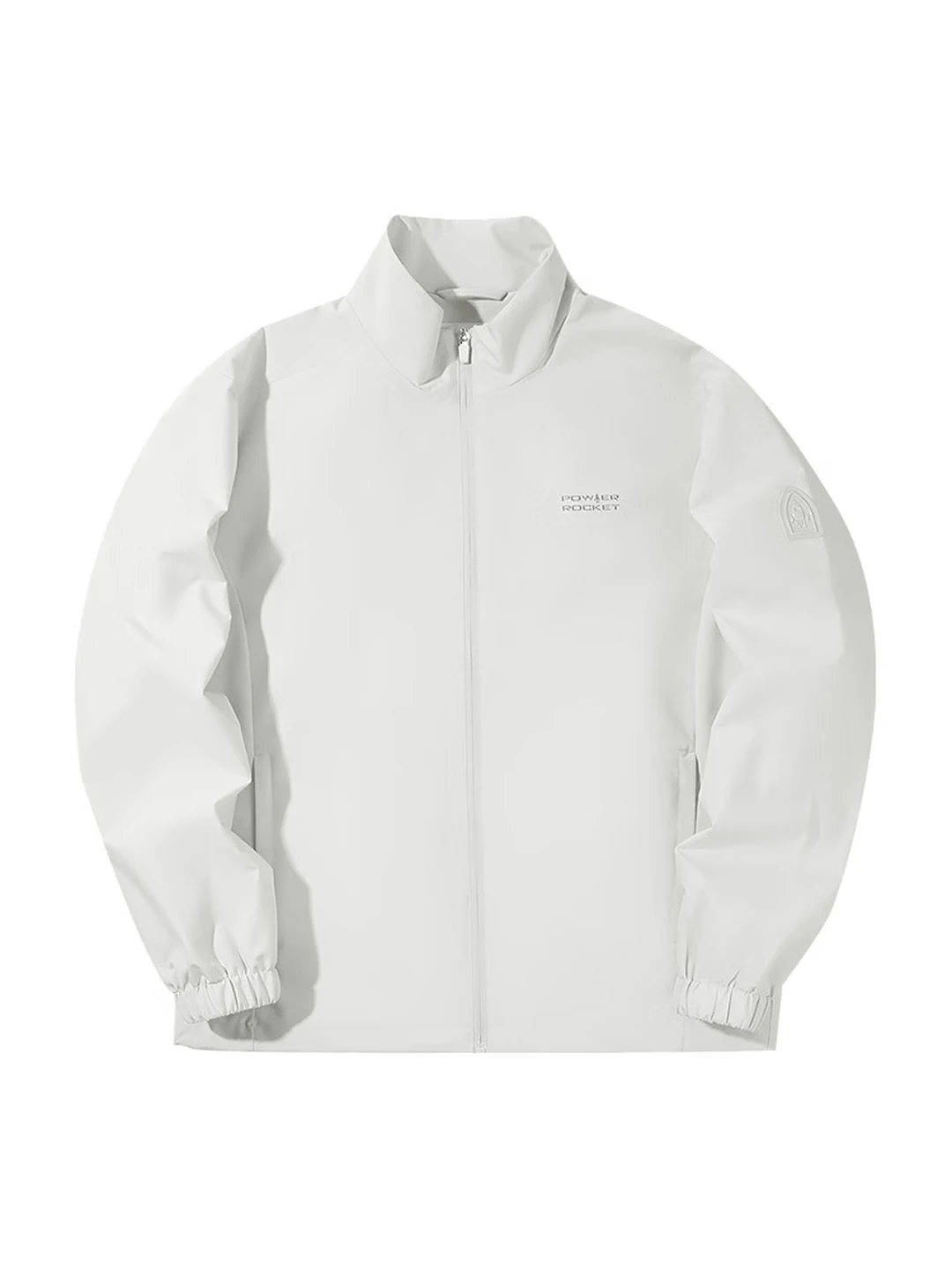 HLA Men's Lightweight Sports Jacket with Stand Collar and Print Design, Spring/Autumn, Light Grey, 4XL