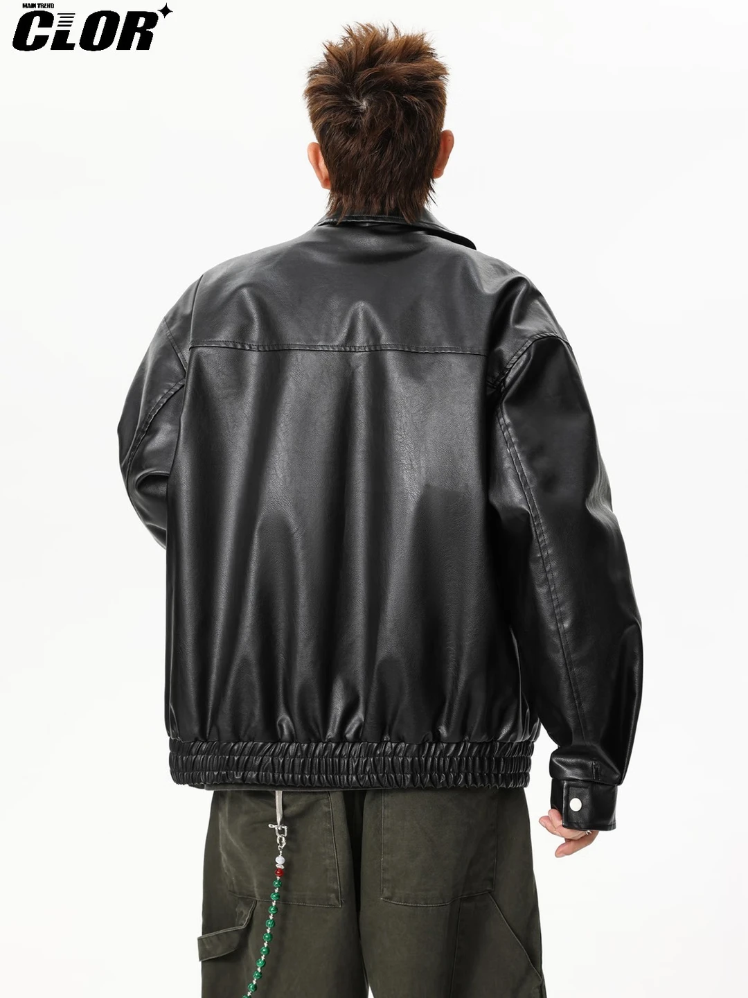 CLOR American-Style Waterproof PU Leather Motorcycle Jacket for Men, Style PY02, Black, XL